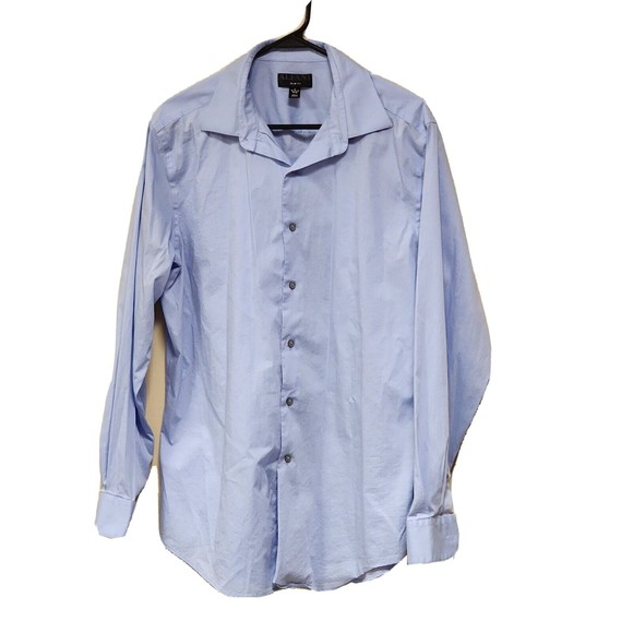 Alfani Shirt Men Large Light Blue Button down Solid Slim Fit Full Sleeve - Picture 4 of 7